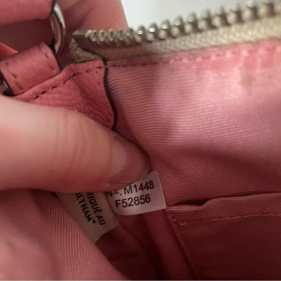 Coach Monogram CC Signature Leather  Crossbody Bag Purse Beige Khaki Pink - Picture 4 of 5